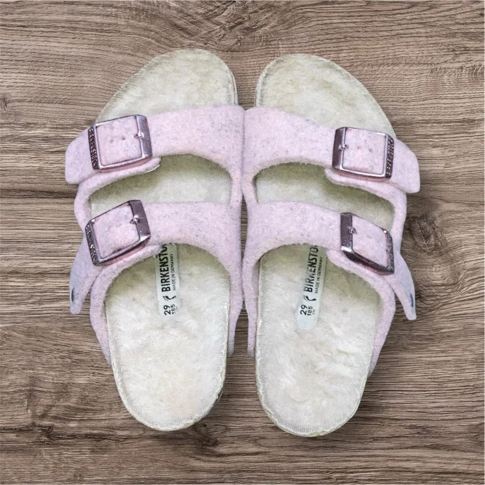 Birkenstock Arizona Happy Lamb Kids Soft Pink Size 29 (11-11.5) EUC